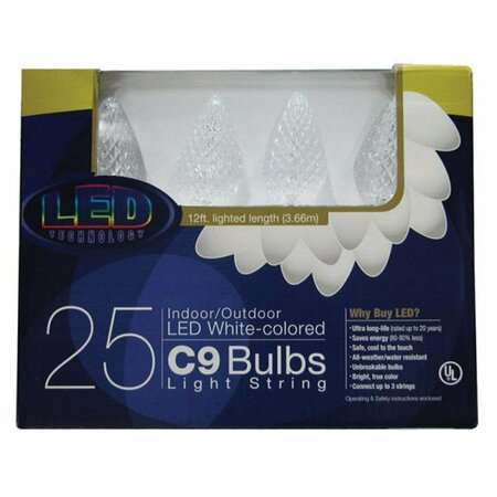 GOLDENGIFTS 47659-71 16 ft. White C9 LED Light Set, 12PK GO3310326